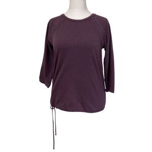 St John's Bay Scoop Blouse-Medium-Long Sleeves-Draw String Bottom-Dark Purple